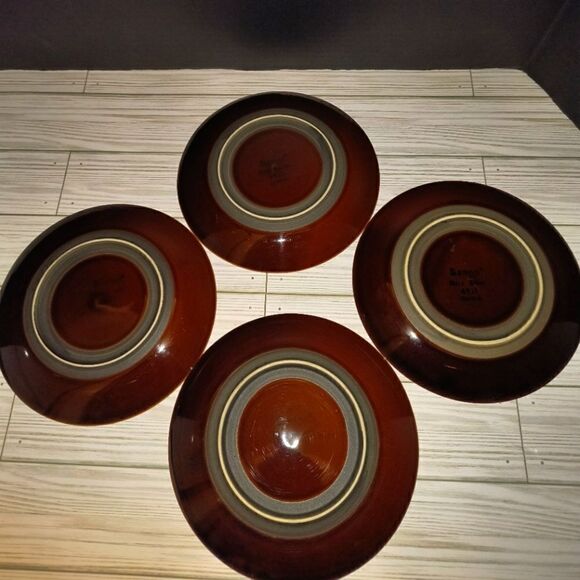 SANGO NOVA BROWN 7.5" Dessert Plates 4 Stoneware Quality 4933 Mid Century Modern - Picture 5 of 7
